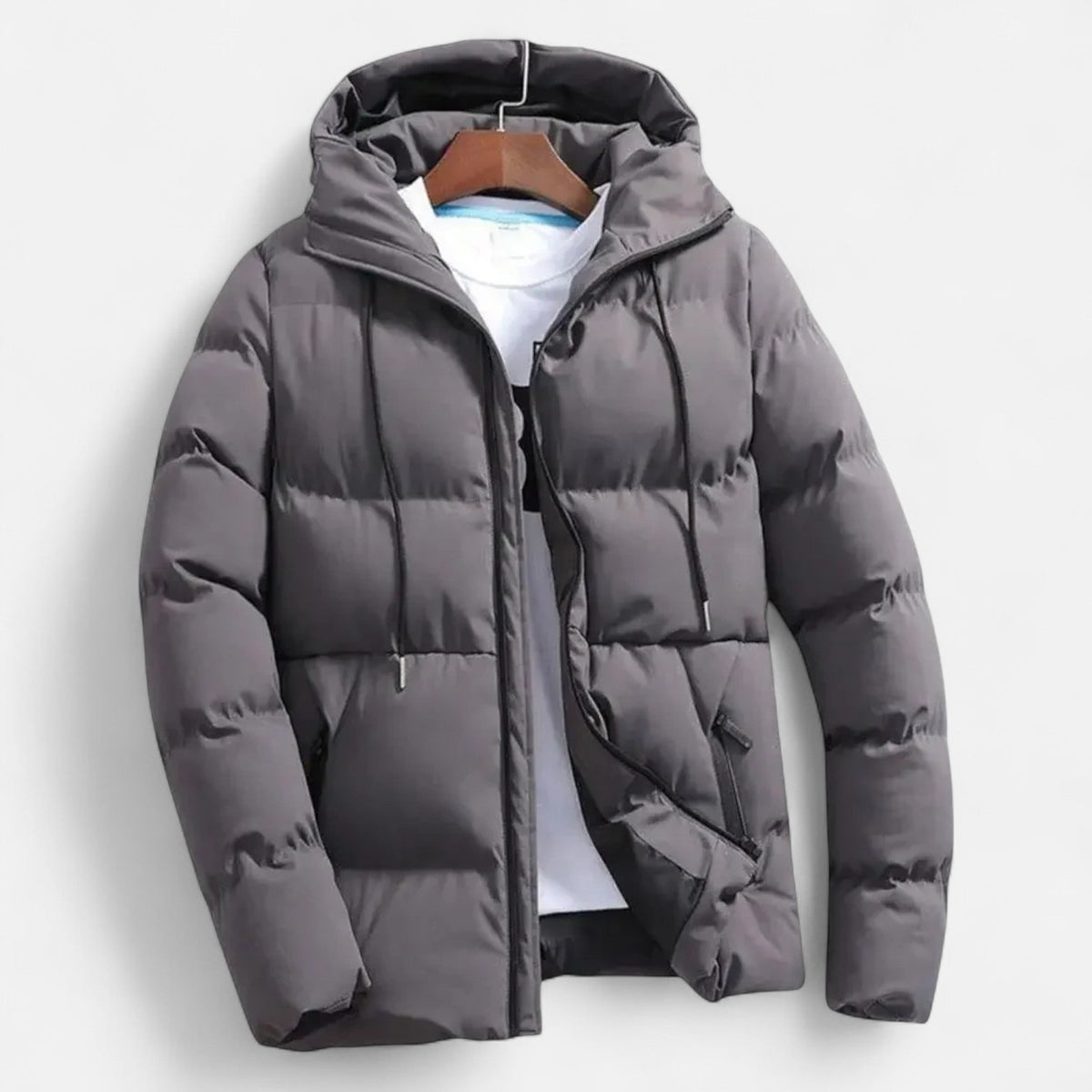 Men's Quilted Hooded Refined Puffer Jacket | Winter Coat