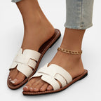 Women’s Leather Open Toe Flat Sandals