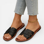Women’s Leather Open Toe Flat Sandals