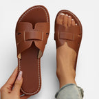 Women’s Leather Open Toe Flat Sandals