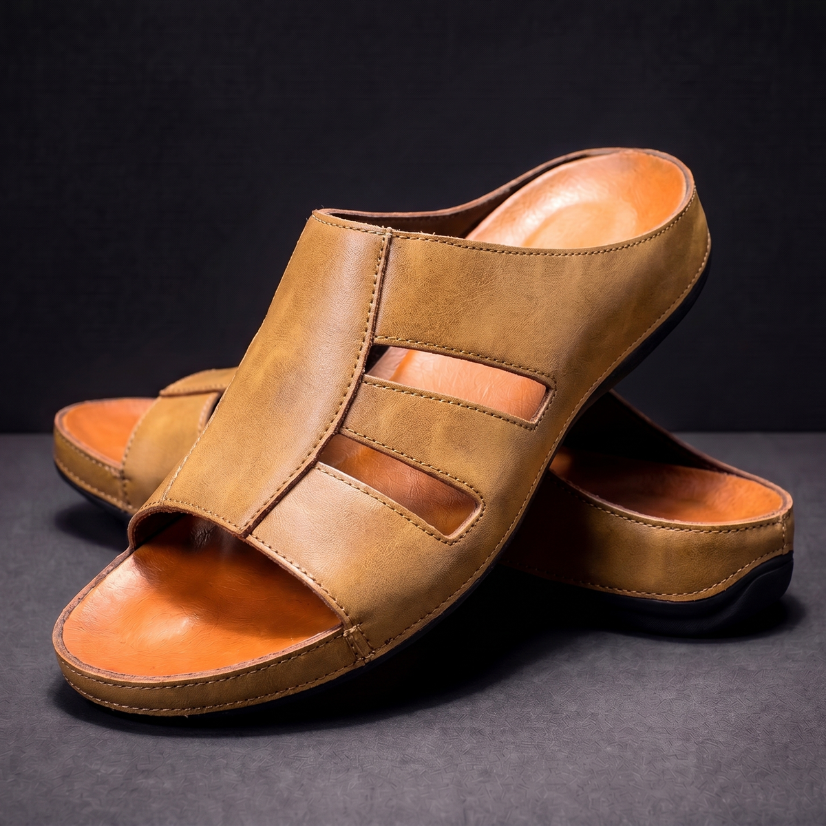 Men’s Leather Sandals – Adjustable Casual Summer Shoes