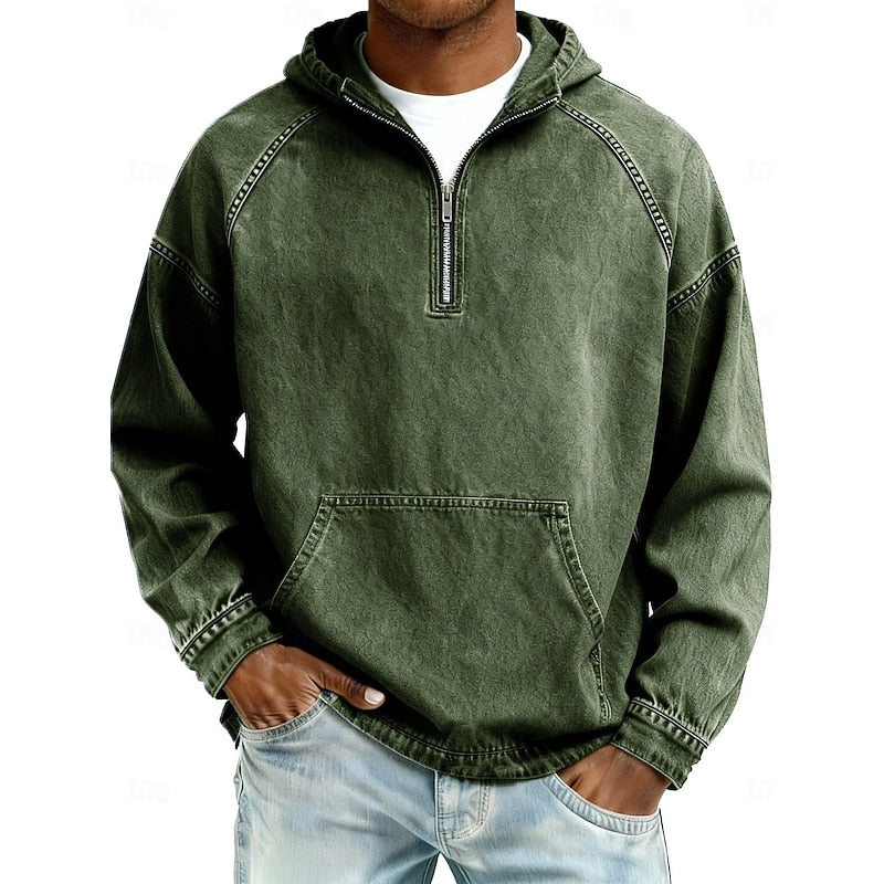 Men's Washed Quarter-Zip Hoodie