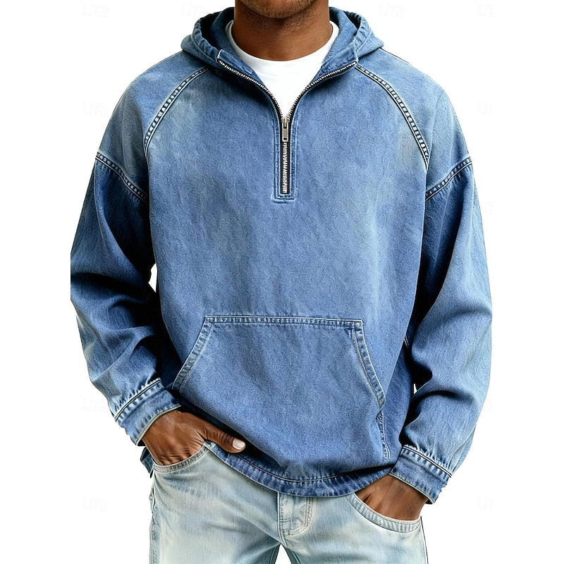 Men's Washed Quarter-Zip Hoodie