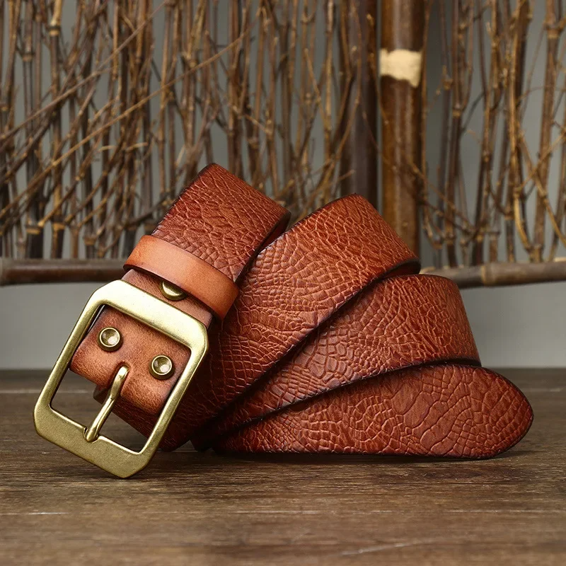 Men's Cowhide Leather Belt Classic Prong Buckle