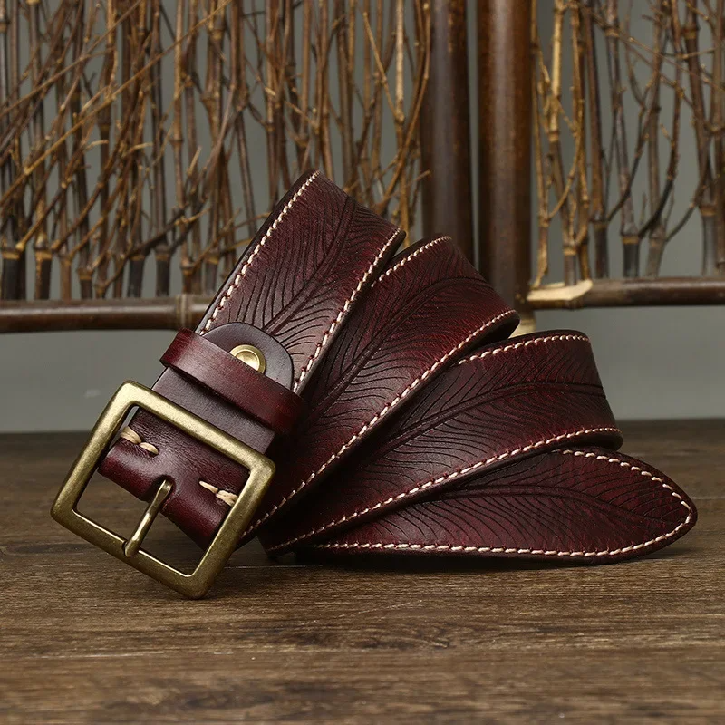 Men's Cowhide Leather Belt Classic Dress Casual Buckle