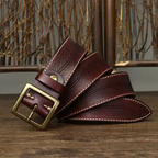 Men's Cowhide Leather Belt Classic Dress Casual Buckle