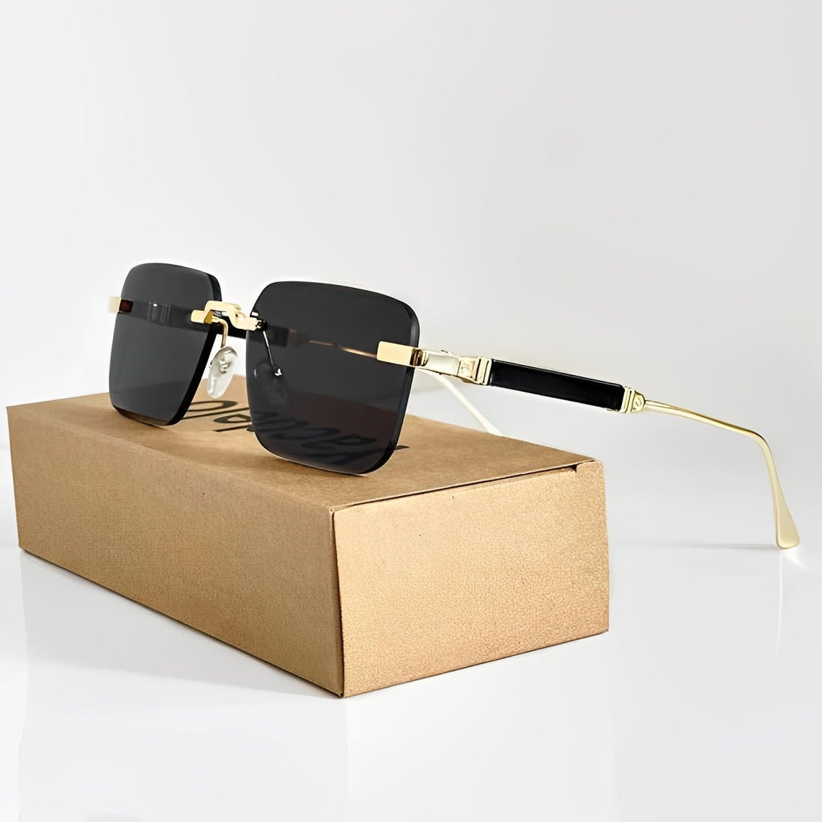 Mia Retro Square Gold Titanium Frame Sunglasses