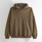Brown leopard print hoodie on a white background