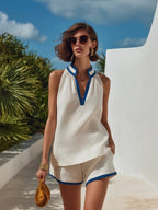Women's Cotton-Linen Top & Shorts Set – Rosie Sleeveless 2-Piece Summer Outfit
